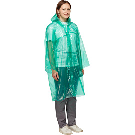 Плащ дождевик полиэтиленовый на липучках зелёный (размер 86х59)