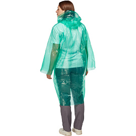 Плащ дождевик полиэтиленовый на липучках зелёный (размер 86х59)