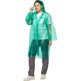 Плащ дождевик полиэтиленовый на липучках зелёный (размер 86х59)