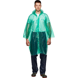 Плащ дождевик полиэтиленовый на липучках зелёный (размер 86х59)