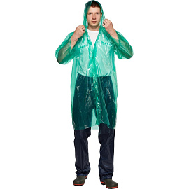 Плащ дождевик полиэтиленовый на липучках зелёный (размер 86х59)