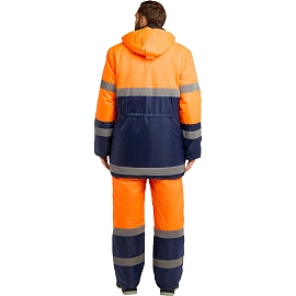 Костюм сигнальный зимний с полукомбинезоном Спектр-2-КПК оранжевый/синий с СОП (размер 44-46, рост 170-176)