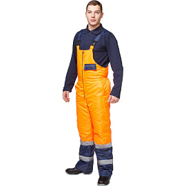 Костюм сигнальный зимний с полукомбинезоном Спектр-2-КПК оранжевый/синий с СОП (размер 44-46, рост 170-176)