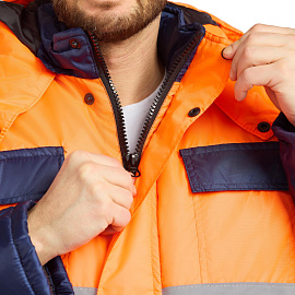 Костюм сигнальный зимний с полукомбинезоном Спектр-2-КПК оранжевый/синий с СОП (размер 52-54, рост 170-176)