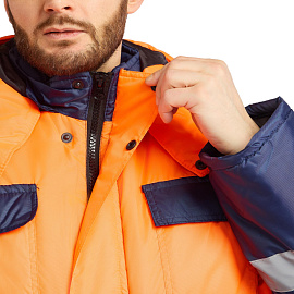 Костюм сигнальный зимний с полукомбинезоном Спектр-2-КПК оранжевый/синий с СОП (размер 56-58, рост 170-176)