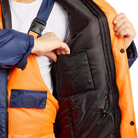 Костюм сигнальный зимний с полукомбинезоном Спектр-2-КПК оранжевый/синий с СОП (размер 56-58, рост 170-176)