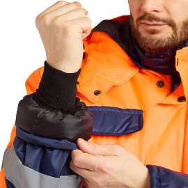 Костюм сигнальный зимний с полукомбинезоном Спектр-2-КПК оранжевый/синий с СОП (размер 44-46, рост 182-188)