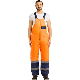 Костюм сигнальный зимний с полукомбинезоном Спектр-2-КПК оранжевый/синий с СОП (размер 56-58, рост 182-188)