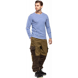 Тельняшка летняя длинный рукав в синюю полосу (размер 44)