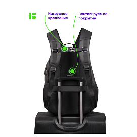 Рюкзак Berlingo City "Comfort black" 42*29*17см, 3 отделения, 3 кармана, отделение для ноутбука, эргономическая спинка