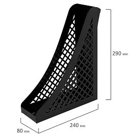 Лоток вертикальный для бумаг BRAUBERG ECO, 240х80х290 мм, сетчатый, черный, 239014