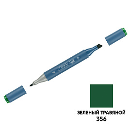 Маркер двусторонний для скетчинга Гамма "Студия", зеленый травяной, корпус трехгранный, пулевид./клиновид. наконечники