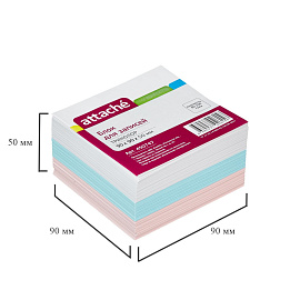 Блок для записей Attache 90x90x50 мм белый/голубой/розовый (плотность 80 г/кв.м) фото Блок для записей Attache 90x90x50 мм белый/голубой/розовый (плотность 80 г/кв.м)