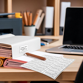 Этикетки самоклеящиеся для опечатывания документов Комус белые 70x37 мм 24 штуки на листе (10 листов в упаковке)