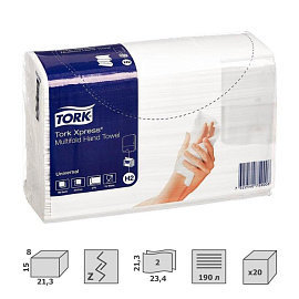 Полотенца бумажные листовые Tork H2 Z-сложение 2-слойные серый 20 пачек по 190 листов (471103)