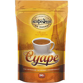 Кофе растворимый сублимированный Московская кофейня на паяхъ Суаре 190 г (пакет)