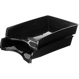 Лоток вертикальный для бумаг 110 мм Attache пластиковый черный 6 предметов (2 лотка горизонтальных, 2 лотка вертикальных, подставки для ручек и стикер