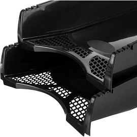 Лоток вертикальный для бумаг 110 мм Attache пластиковый черный 6 предметов (2 лотка горизонтальных, 2 лотка вертикальных, подставки для ручек и стикер