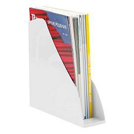 Лоток для бумаг вертикальный СТАММ "Вектор", белый, ширина 80мм фото Лоток для бумаг вертикальный СТАММ "Вектор", белый, ширина 80мм