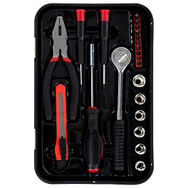 Набор инструментов универсальный, 22 предмета, пластиковый бокс, ГРАНДМАСТЕР, 671326