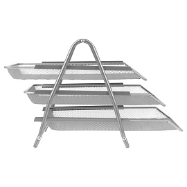 Лоток для бумаг горизонтальный СТАММ, 3 секции, металл, серебристый