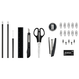 Настольный органайзер OfficeSpace "Минидеск", 11 предметов, вращающийся, черный