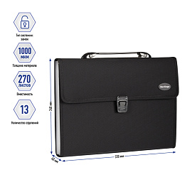 Папка-портфель 13 отделений Berlingo "Standard" А4, 330*240*40мм, 1000мкм, черная