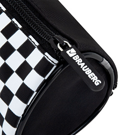 Пенал мягкий BRAUBERG, 3 отделения, нейлон, 21х7х7 см, "Black and White", 273582