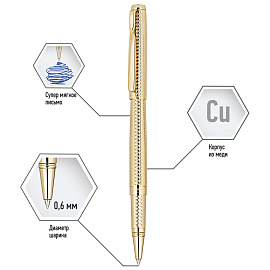 Ручка-роллер Delucci "Celeste" синяя, 0,6мм, цвет корпуса - золото, подарочная упаковка фото Ручка-роллер Delucci "Celeste" синяя, 0,6мм, цвет корпуса - золото, подарочная упаковка