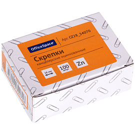 Скрепки 28мм, OfficeSpace, 100шт., оцинкованные, карт. упаковка фото Скрепки 28мм, OfficeSpace, 100шт., оцинкованные, карт. упаковка