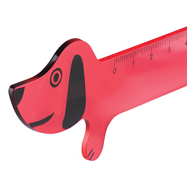 Линейка 15см Мульти-Пульти "Такса", пластиковая, прозрачная, красная, европодвес