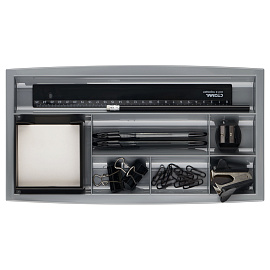 Настольная подставка СТАММ "Field", пластиковая, серая фото Настольная подставка СТАММ "Field", пластиковая, серая