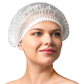 Шапочка одноразовая Шарлотта белая (50 штук в упаковке) фото Шапочка одноразовая Шарлотта белая (50 штук в упаковке)
