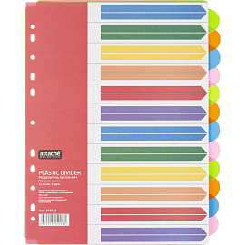 Разделитель листов пластиковый Attache Selection А4+ 12 листов по цветам (246x305 мм)