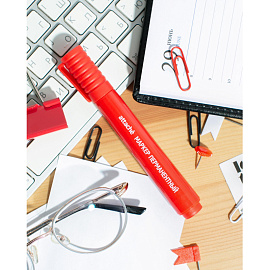 Маркер перманентный полулаковый Attache Economy красный (толщина линии 2-3 мм) круглый наконечник