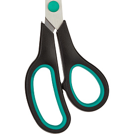 Ножницы 195 мм Attache с пластиковыми прорезиненными анатомическими ручками бирюзового/черного цвета