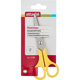 Ножницы 130 мм Attache с пластиковыми симметричными ручками желтого цвета