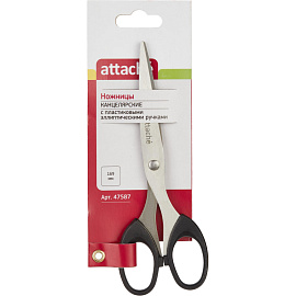 Ножницы 169 мм Attache с пластиковыми симметричными эллиптическими ручками черного цвета фото Ножницы 169 мм Attache с пластиковыми симметричными эллиптическими ручками черного цвета