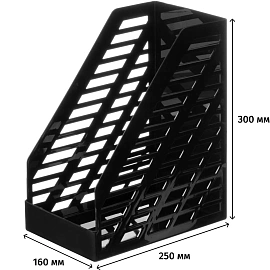 Лоток вертикальный для бумаг 160 мм Стамм XXL пластиковый черный