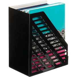 Лоток вертикальный для бумаг 160 мм Стамм XXL пластиковый черный