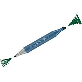 Маркер двусторонний для скетчинга Гамма "Студия", зеленый травяной, корпус трехгранный, пулевид./клиновид. наконечники