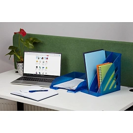 Лоток вертикальный для бумаг 90 мм Attache City пластиковый синий