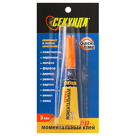 Клей моментальный СЕКУНДА, 3 г, отрывная мультикарта, 403-103