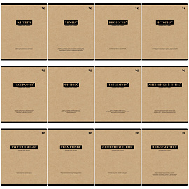 Комплект (12 шт.) предметных тетрадей 48л. BG "Крафт", матовая ламинация