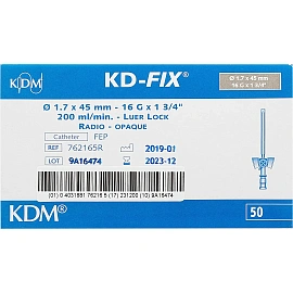 Катетер периферический KDM с дополнительным портом 16G (1.7х45 мм, 50 штук в упаковке)