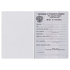 Бланк Вкладыш в трудовую книжку Гознак фото Бланк Вкладыш в трудовую книжку Гознак
