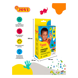 Краски пальчиковые JOVI, 06 ярких цветов по 35мл, картонная упаковка