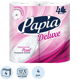 Бумага туалетная Papia Deluxe 4-слойная белая (4 рулона в упаковке)