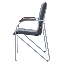 Стул Фабрикант "Самба", каркас алюм., обивка кожзам черный BOX1