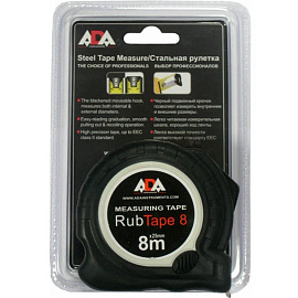 Рулетка ADA RubTape 8 8м x 25мм с фиксатором (А00157)